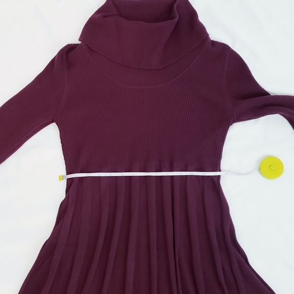 Calvin Klein Cowl Neck Fit & Flare Sweater Dress Aubergine Size Medium - Picture 8 of 11